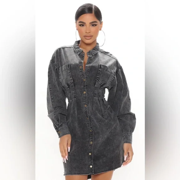 Fashion Nova | Dresses | Denim Black Mini Dress | Poshmark